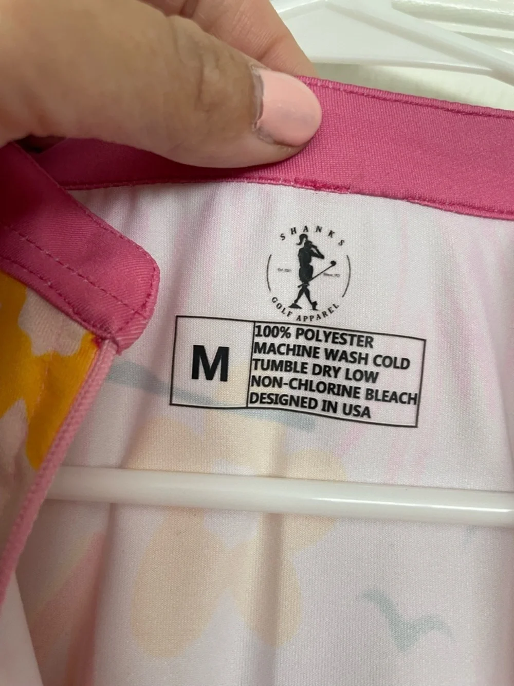 NWT SHANKS Women’s size Medium Pink Floral-Accent Golf Polo Top